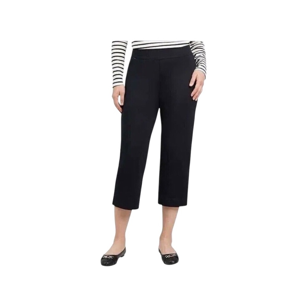 LANDS END.   Women’s Navy Blue Starfish Crop Stretch Pants Zip Pocket M
